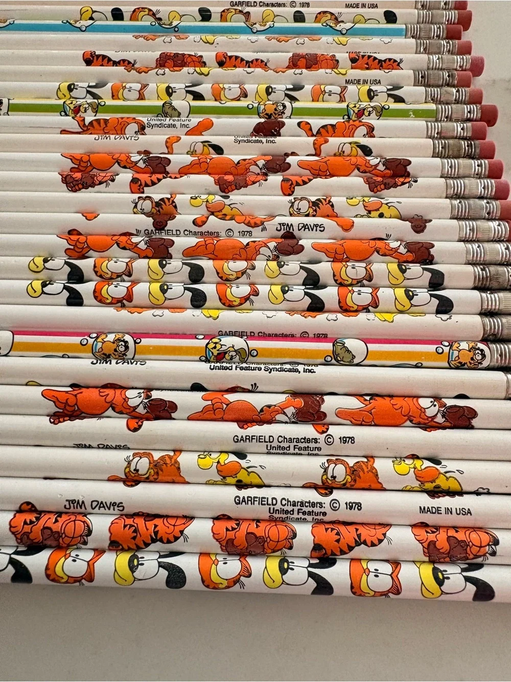 Collection of vintage 1978 Garfield wood pencils